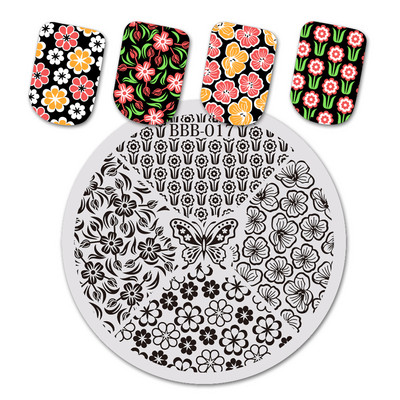 BeautyBigBang Nail Stamping Plates Στρογγυλά καλοκαιρινά φρούτα παραλίας για κολύμπι Nail Arts Template εικόνας για γυναικεία νύχια
