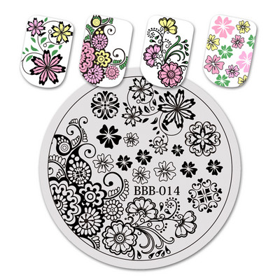 BeautyBigBang Nail Stamping Plates Στρογγυλά καλοκαιρινά φρούτα παραλίας για κολύμπι Nail Arts Template εικόνας για γυναικεία νύχια