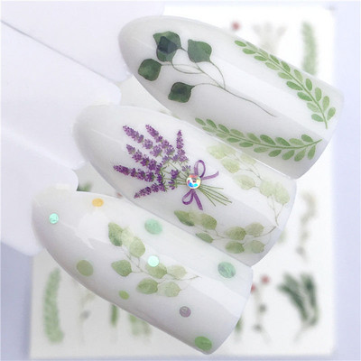 Σειρά Flower Αυτοκόλλητα για μεταφορά νερού Nail Art Full Wraps Deer/Lavender Nail Tips DIY