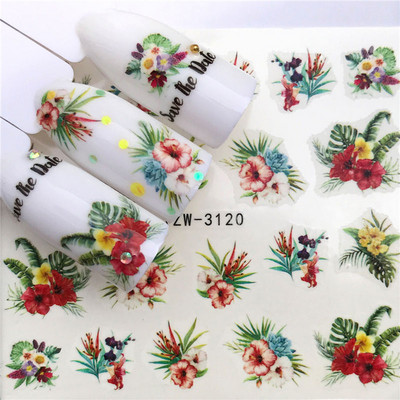 Σειρά Flower Αυτοκόλλητα για μεταφορά νερού Nail Art Full Wraps Deer/Lavender Nail Tips DIY