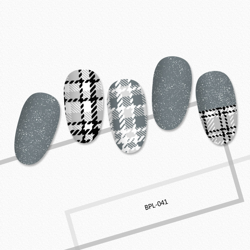 BORN PRETTY Ορθογώνιο καρό μοτίβο λωρίδας Πλάκες σφράγισης νυχιών Πρότυπο σφραγίδας Εργαλείο εκτύπωσης νυχιών από ανοξείδωτο χάλυβα