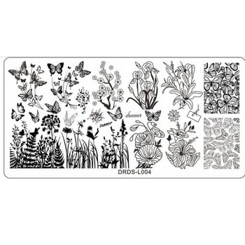 Плоча за щамповане със серия пеперуди Плочи за щамповане на змия/цвете/котка Шаблон за дъска за нокти Дизайн на нокти Плоча с изображение от неръждаема стомана