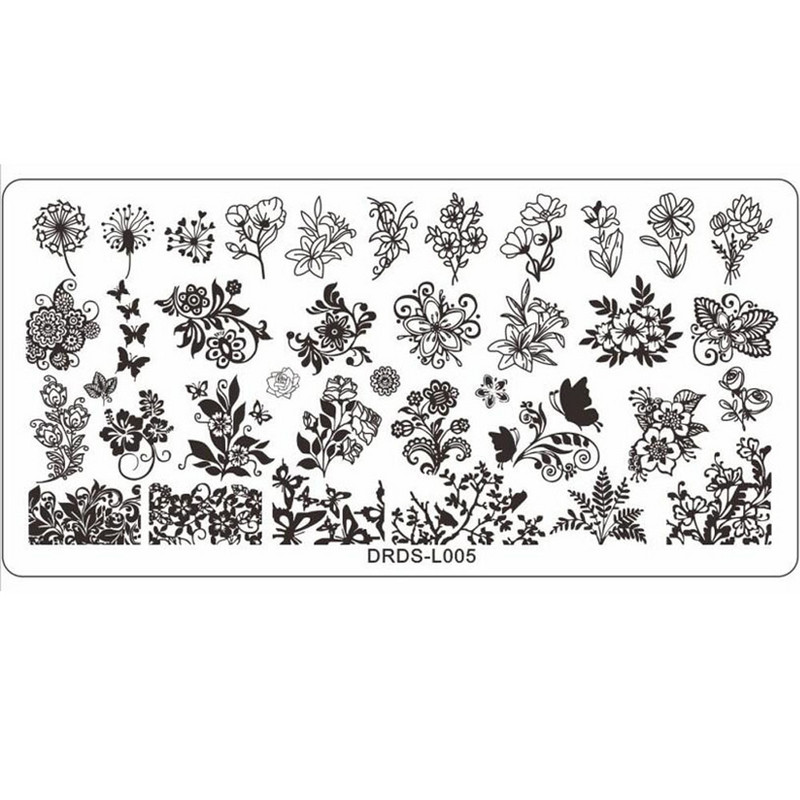 Σειρά πεταλούδας Πλάκα σφράγισης Πλάκες για σφράγιση φιδιών/λουλουδιών/γατών Πρότυπο πινακίδας τέχνης νυχιών από ανοξείδωτο ατσάλι Πλάκα εικόνας σχεδίου νυχιών