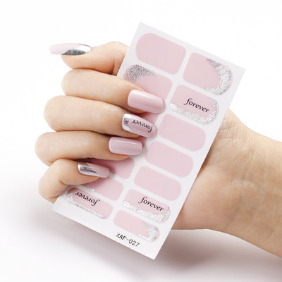 Sanuxc Λαμπερά ροζ αυτοκόλλητα νυχιών Αυτοκόλλητα περιτυλίγματα νυχιών για γυναίκες πολύχρωμα διακοσμητικά αυτοκόλλητα για νύχια σετ μανικιούρ