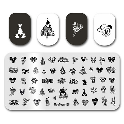 Nail Stamping MouTeen138 Christmas Mickey Disney Nail Art Plates Stamp King Σετ μανικιούρ για στάμπα νυχιών