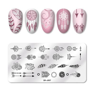 Ορθογώνιες πλάκες σφράγισης νυχιών Μάρμαρο μελάνι με υφή από ανοξείδωτο χάλυβα Πρότυπο εικόνας για υφή νυχιών DIY Εργαλεία πιάτων