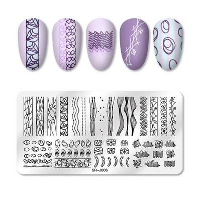 Ορθογώνιες πλάκες σφράγισης νυχιών Μάρμαρο μελάνι με υφή από ανοξείδωτο χάλυβα Πρότυπο εικόνας για υφή νυχιών DIY Εργαλεία πιάτων