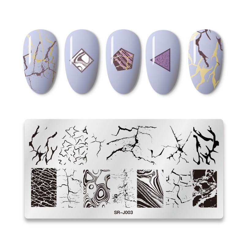 Ristkülikukujulised küünte stantsimisplaadid Marmorist tekstuuriga tint Roostevabast terasest šabloon Küünekunsti kujutise tekstuur DIY plaadi tööriistad