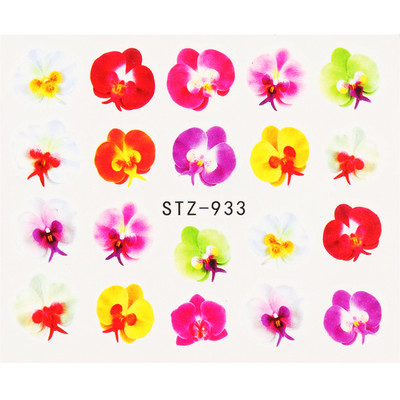 Αυτοκόλλητο κόκκινο τριαντάφυλλο για νύχια μανικιούρ Λουλούδια πεταλούδα Μεταφορά νερού Χαλκομανίες Καλοκαιρινό σχέδιο Αξεσουάρ Συμβουλές τατουάζ LESTZ930-969-1