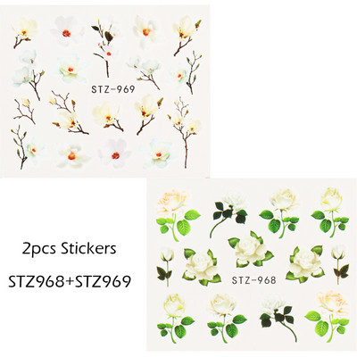 Αυτοκόλλητο κόκκινο τριαντάφυλλο για νύχια μανικιούρ Λουλούδια πεταλούδα Μεταφορά νερού Χαλκομανίες Καλοκαιρινό σχέδιο Αξεσουάρ Συμβουλές τατουάζ LESTZ930-969-1