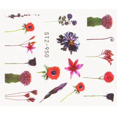 Αυτοκόλλητο κόκκινο τριαντάφυλλο για νύχια μανικιούρ Λουλούδια πεταλούδα Μεταφορά νερού Χαλκομανίες Καλοκαιρινό σχέδιο Αξεσουάρ Συμβουλές τατουάζ LESTZ930-969-1