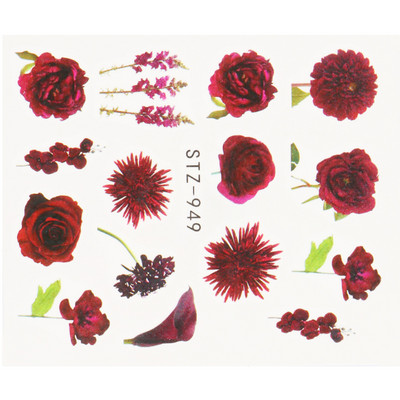 Αυτοκόλλητο κόκκινο τριαντάφυλλο για νύχια μανικιούρ Λουλούδια πεταλούδα Μεταφορά νερού Χαλκομανίες Καλοκαιρινό σχέδιο Αξεσουάρ Συμβουλές τατουάζ LESTZ930-969-1