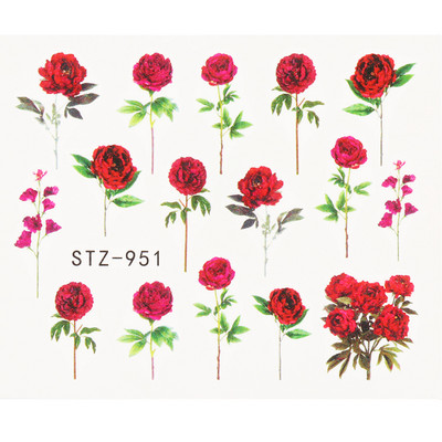 Αυτοκόλλητο κόκκινο τριαντάφυλλο για νύχια μανικιούρ Λουλούδια πεταλούδα Μεταφορά νερού Χαλκομανίες Καλοκαιρινό σχέδιο Αξεσουάρ Συμβουλές τατουάζ LESTZ930-969-1