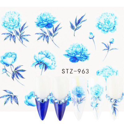 Αυτοκόλλητο κόκκινο τριαντάφυλλο για νύχια μανικιούρ Λουλούδια πεταλούδα Μεταφορά νερού Χαλκομανίες Καλοκαιρινό σχέδιο Αξεσουάρ Συμβουλές τατουάζ LESTZ930-969-1