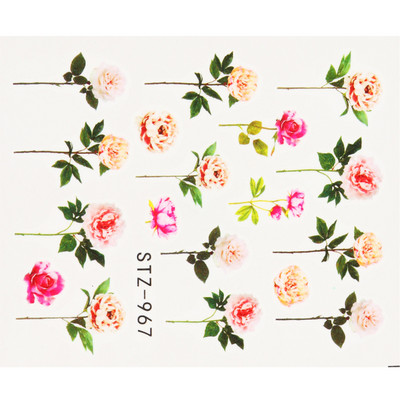 Αυτοκόλλητο κόκκινο τριαντάφυλλο για νύχια μανικιούρ Λουλούδια πεταλούδα Μεταφορά νερού Χαλκομανίες Καλοκαιρινό σχέδιο Αξεσουάρ Συμβουλές τατουάζ LESTZ930-969-1