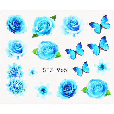 Αυτοκόλλητο κόκκινο τριαντάφυλλο για νύχια μανικιούρ Λουλούδια πεταλούδα Μεταφορά νερού Χαλκομανίες Καλοκαιρινό σχέδιο Αξεσουάρ Συμβουλές τατουάζ LESTZ930-969-1