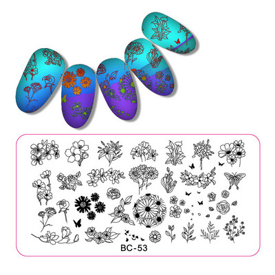 1 τεμ 12*6cm BC Series Flower Nail Stamping Plate DIY Image Πρότυπα μανικιούρ για τέχνη νυχιών Στένσιλ Εργαλεία βερνικιού ομορφιάς