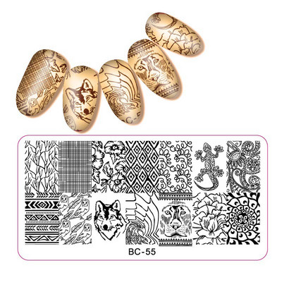 1 τεμ 12*6cm BC Series Flower Nail Stamping Plate DIY Image Πρότυπα μανικιούρ για τέχνη νυχιών Στένσιλ Εργαλεία βερνικιού ομορφιάς