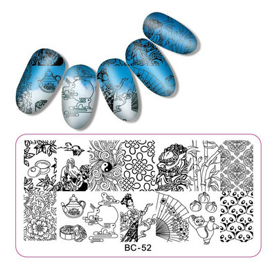 1 τεμ 12*6cm BC Series Flower Nail Stamping Plate DIY Image Πρότυπα μανικιούρ για τέχνη νυχιών Στένσιλ Εργαλεία βερνικιού ομορφιάς
