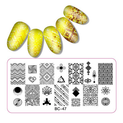 1 τεμ 12*6cm BC Series Flower Nail Stamping Plate DIY Image Πρότυπα μανικιούρ για τέχνη νυχιών Στένσιλ Εργαλεία βερνικιού ομορφιάς