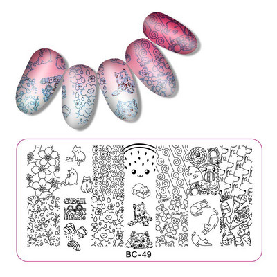 1 τεμ 12*6cm BC Series Flower Nail Stamping Plate DIY Image Πρότυπα μανικιούρ για τέχνη νυχιών Στένσιλ Εργαλεία βερνικιού ομορφιάς