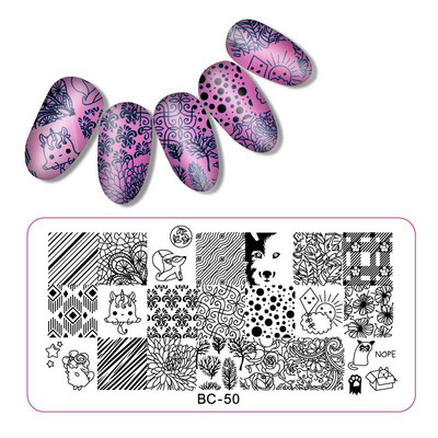 1 τεμ 12*6cm BC Series Flower Nail Stamping Plate DIY Image Πρότυπα μανικιούρ για τέχνη νυχιών Στένσιλ Εργαλεία βερνικιού ομορφιάς
