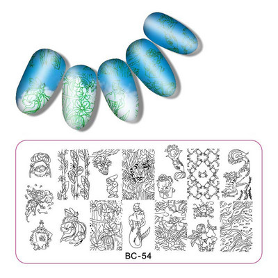 1 τεμ 12*6cm BC Series Flower Nail Stamping Plate DIY Image Πρότυπα μανικιούρ για τέχνη νυχιών Στένσιλ Εργαλεία βερνικιού ομορφιάς