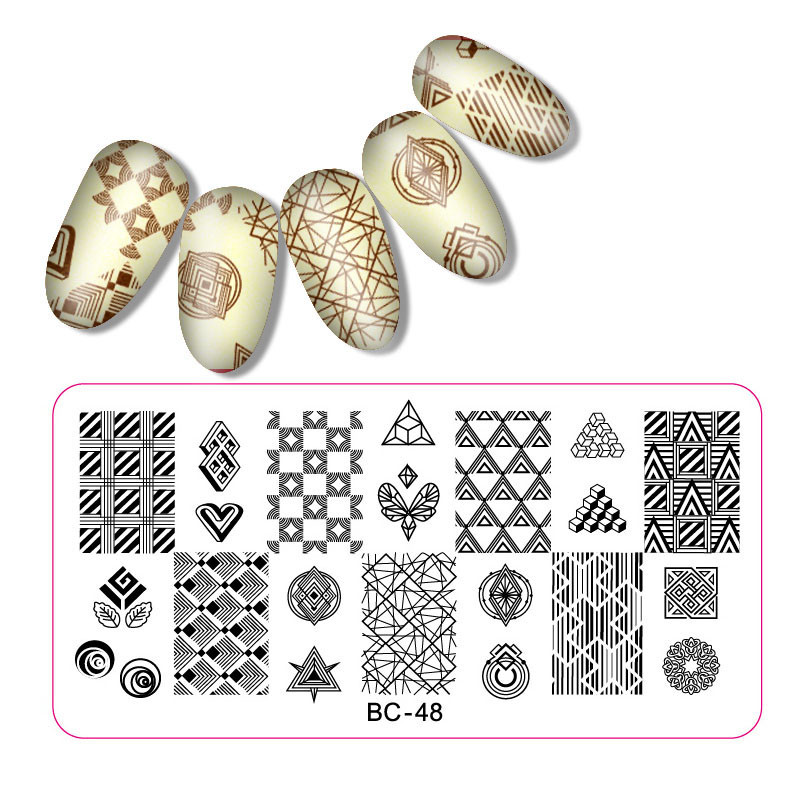 1 τεμ 12*6cm BC Series Flower Nail Stamping Plate DIY Image Πρότυπα μανικιούρ για τέχνη νυχιών Στένσιλ Εργαλεία βερνικιού ομορφιάς