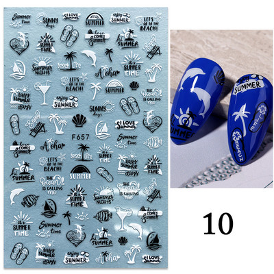 Gold Leaves Sliders for Nails Μαύρο Λευκό Bronzing Flowers Leaf Adhesive Ολογραφικό αυτοκόλλητο νυχιών Αυτοκόλλητα νυχιών Διακοσμητικά νυχιών