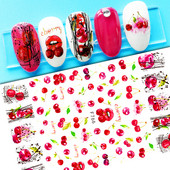 3D αυτοκόλλητα νυχιών Summer Fruit Cherry Line Lemon Sliders for Nails Αυτοκόλλητα Σχέδιο Αυτοκόλλητα Αξεσουάρ διακόσμησης νυχιών