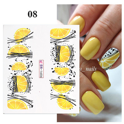 3D αυτοκόλλητα νυχιών Summer Fruit Cherry Line Lemon Sliders for Nails Αυτοκόλλητα Σχέδιο Αυτοκόλλητα Αξεσουάρ διακόσμησης νυχιών