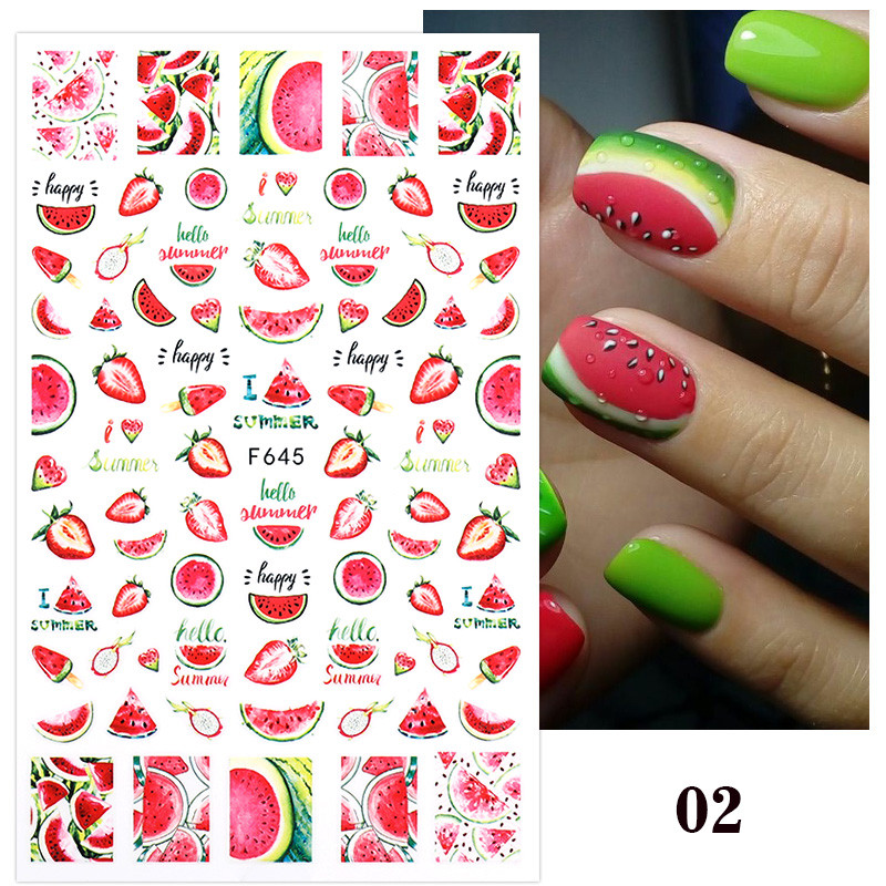 3D αυτοκόλλητα νυχιών Summer Fruit Cherry Line Lemon Sliders for Nails Αυτοκόλλητα Σχέδιο Αυτοκόλλητα Αξεσουάρ διακόσμησης νυχιών