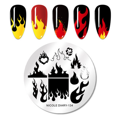 NICOLE DIARY Πλάκες σφράγισης νυχιών πεταλούδας Luxury Rose Heart Love Spring Flower Stamping for Nails Template Stencil