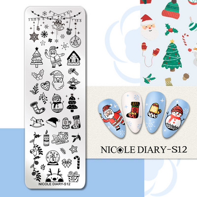 NICOLE DIARY Πλάκες σφράγισης νυχιών πεταλούδας Luxury Rose Heart Love Spring Flower Stamping for Nails Template Stencil