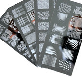 1 τμχ Ορθογώνιο αυτοκόλλητο στένσιλ νυχιών Δαντέλα & λουλούδια & νιφάδες χιονιού & τραντάφυλλο & λωρίδα στένσιλ για σφράγιση στένσιλ 6x12 εκ. Στένσιλ για DIY Συμβουλές νυχιών