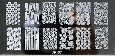 1 τμχ Ορθογώνιο αυτοκόλλητο στένσιλ νυχιών Δαντέλα & λουλούδια & νιφάδες χιονιού & τραντάφυλλο & λωρίδα στένσιλ για σφράγιση στένσιλ 6x12 εκ. Στένσιλ για DIY Συμβουλές νυχιών