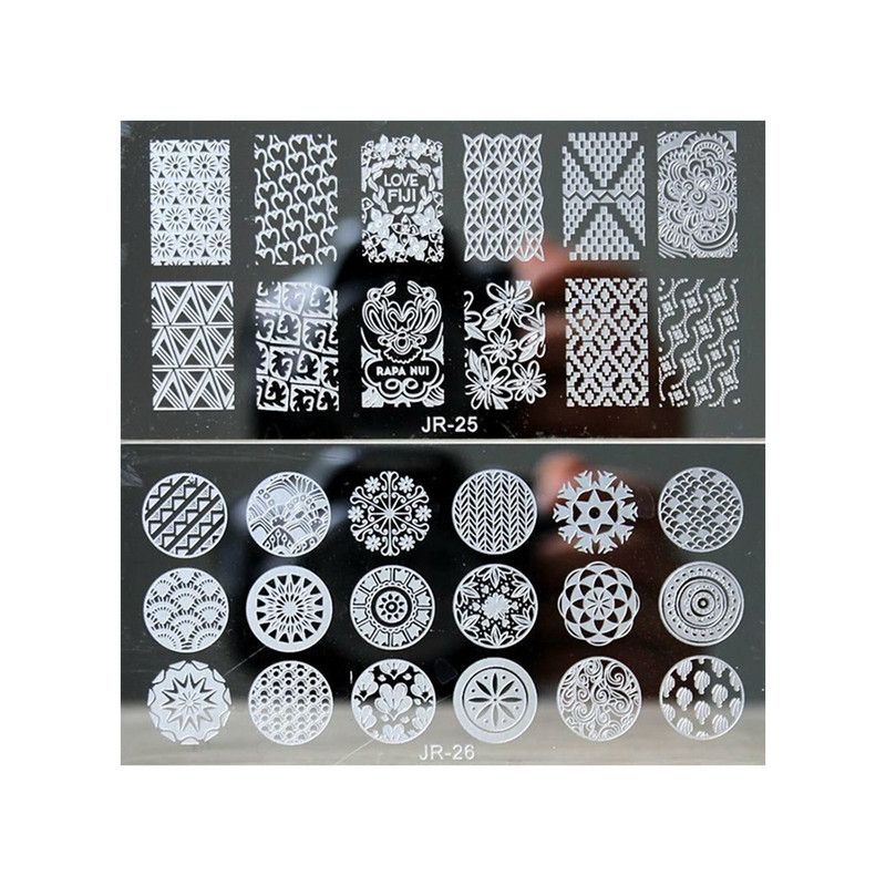 1 τμχ Ορθογώνιο αυτοκόλλητο στένσιλ νυχιών Δαντέλα & λουλούδια & νιφάδες χιονιού & τραντάφυλλο & λωρίδα στένσιλ για σφράγιση στένσιλ 6x12 εκ. Στένσιλ για DIY Συμβουλές νυχιών