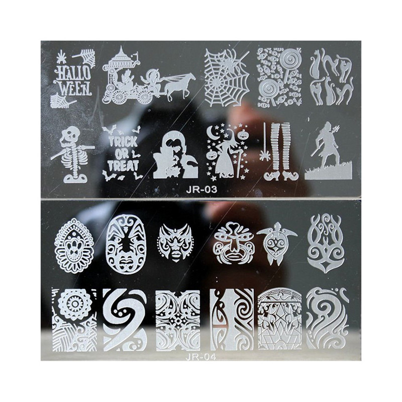 1 τμχ Ορθογώνιο αυτοκόλλητο στένσιλ νυχιών Δαντέλα & λουλούδια & νιφάδες χιονιού & τραντάφυλλο & λωρίδα στένσιλ για σφράγιση στένσιλ 6x12 εκ. Στένσιλ για DIY Συμβουλές νυχιών