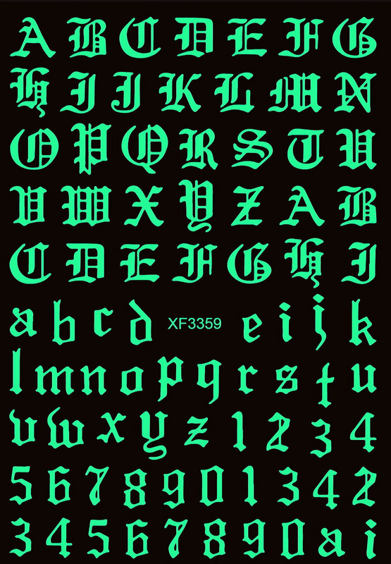 1 list Sjaj u tami Naljepnica za nokte Snježne pahuljice Plamen Stara engleska abeceda Pentagram Leptir Linija Srce Zvijezda Naljepnice s listovima