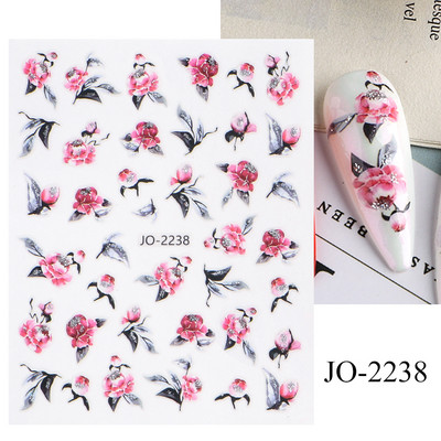 Γεωμετρία Flower Leaf Αυτοκόλλητα νυχιών Glitter Ρετρό Florals Πέταλα ζωγραφισμένα πολύχρωμα ολισθαίνοντα ανοιξιάτικα ανθισμένα με νερό χαλκομανίες μανικιούρ