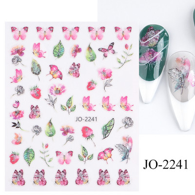 Γεωμετρία Flower Leaf Αυτοκόλλητα νυχιών Glitter Ρετρό Florals Πέταλα ζωγραφισμένα πολύχρωμα ολισθαίνοντα ανοιξιάτικα ανθισμένα με νερό χαλκομανίες μανικιούρ