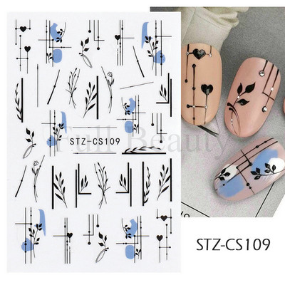 Γεωμετρία Flower Leaf Αυτοκόλλητα νυχιών Glitter Ρετρό Florals Πέταλα ζωγραφισμένα πολύχρωμα ολισθαίνοντα ανοιξιάτικα ανθισμένα με νερό χαλκομανίες μανικιούρ