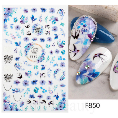 Γεωμετρία Flower Leaf Αυτοκόλλητα νυχιών Glitter Ρετρό Florals Πέταλα ζωγραφισμένα πολύχρωμα ολισθαίνοντα ανοιξιάτικα ανθισμένα με νερό χαλκομανίες μανικιούρ