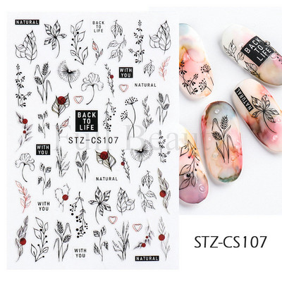 Γεωμετρία Flower Leaf Αυτοκόλλητα νυχιών Glitter Ρετρό Florals Πέταλα ζωγραφισμένα πολύχρωμα ολισθαίνοντα ανοιξιάτικα ανθισμένα με νερό χαλκομανίες μανικιούρ