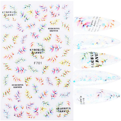 Γεωμετρία Flower Leaf Αυτοκόλλητα νυχιών Glitter Ρετρό Florals Πέταλα ζωγραφισμένα πολύχρωμα ολισθαίνοντα ανοιξιάτικα ανθισμένα με νερό χαλκομανίες μανικιούρ