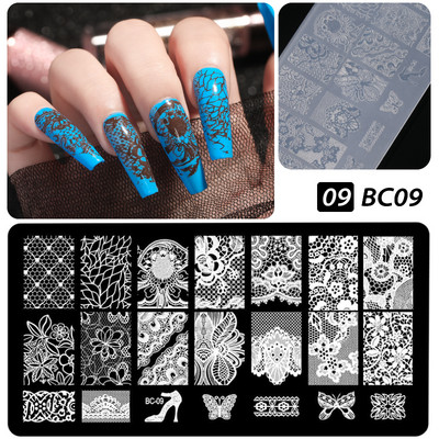 Πρότυπα CNHIDS Nail Art Πλάκα σφράγισης DIY Μοτίβο σχεδίασης Πλαστικό στένσιλ νυχιών Εργαλεία μανικιούρ Υφή προτύπου