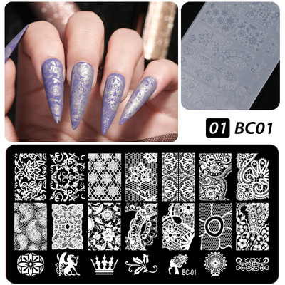 Πρότυπα CNHIDS Nail Art Πλάκα σφράγισης DIY Μοτίβο σχεδίασης Πλαστικό στένσιλ νυχιών Εργαλεία μανικιούρ Υφή προτύπου
