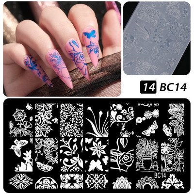 Πρότυπα CNHIDS Nail Art Πλάκα σφράγισης DIY Μοτίβο σχεδίασης Πλαστικό στένσιλ νυχιών Εργαλεία μανικιούρ Υφή προτύπου