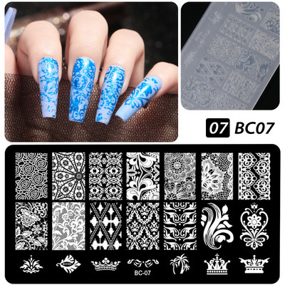 Πρότυπα CNHIDS Nail Art Πλάκα σφράγισης DIY Μοτίβο σχεδίασης Πλαστικό στένσιλ νυχιών Εργαλεία μανικιούρ Υφή προτύπου