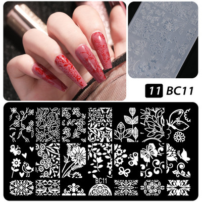 Πρότυπα CNHIDS Nail Art Πλάκα σφράγισης DIY Μοτίβο σχεδίασης Πλαστικό στένσιλ νυχιών Εργαλεία μανικιούρ Υφή προτύπου